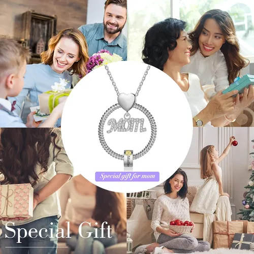 Vista 6 de Wendy Made Personalized Mom Necklace for Women with 1-5 Names for Mom Gifts Custom Mama Gifts Mother Daughter Necklace with Birthstone for Women