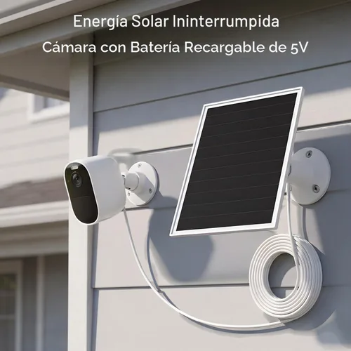 Vista 2 de Panel solar de 6W para cámara de seguridad al aire libre con micro USB y USB-C, cargador de panel solar para cámara de batería, se ajusta a