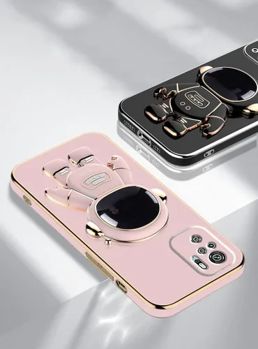 Vista 2 de Compatible con Redmi Note 10s Funda con chapado creativo astronauta de dibujos animados rosa, para Xiaomi Redmi Note 10 0.14 oz, funda de teléfono