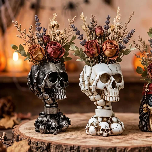 Vista 7 de Maceta LovTocTic de Cráneo, Macetas Góticas para Decoraciones de Halloween Plantas de Interior/Exterior, Macetas de Flores Góticas, Macetas