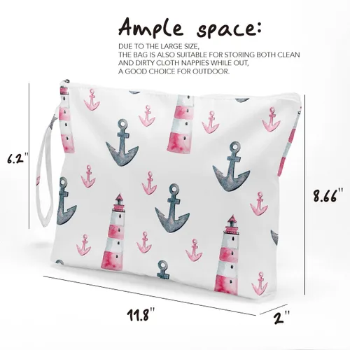 Vista 6 de Fokongna Bolsa de Maquillaje de Viaje - Bolsa Húmeda y Seca para Traje de Baño, Pañales de Playa y Alberca, Ropa Sucia de Yoga y Gimnasio - Bolsa