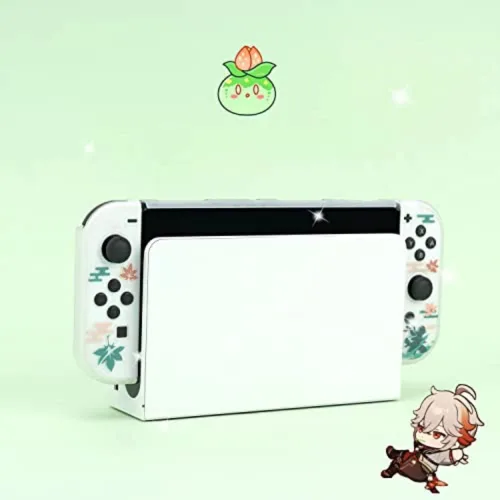 Vista 5 de ENFILY Cute Genshin Impact Kaedehara Kazuha Case Compatible with Nintendo Switch OLED, Dockable Case Cover, Ergonomic Soft TPU Grip Case for Joycon
