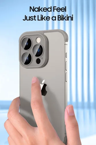 Vista 3 de LEKEVO Funda sin marco para iPhone 15 Pro Max con protector de lente de cámara, funda delgada de TPU suave a prueba de golpes, carcasa minimalista