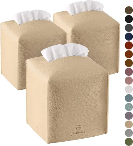 Vista 15 de Funda para Caja de Pañuelos, Jeethemy Porta Caja de Pañuelos Cuadrada de Cuero PU, Moderno Estuche de Pañuelos Organizador Dispensador de Papel