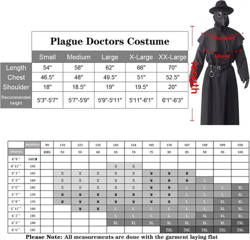 Vista 4 de ATTBEA Disfraz de Halloween compatible con médicos de la peste con máscara de pico de pájaro, bata negra con capucha