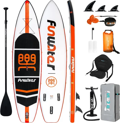 Vista 22 de FunWater Inflatable Stand Up Paddle Board with Premium SUP Paddleboard Accessories, Anti-Slip EVA Deck, 11'6''/11'/10'6'' Paddle Boards for Adults &