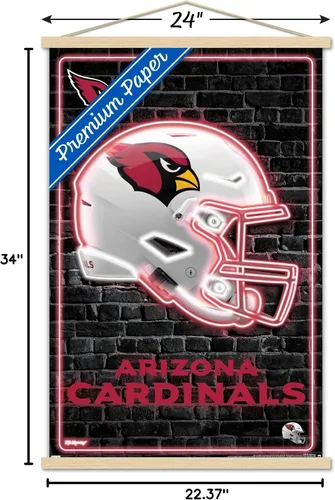 Vista 7 de Trends International NFL Arizona Cardinals - Póster de pared con casco neón, 22.37 x 34.00 pulgadas, impresión prémium y colgador de madera de haya