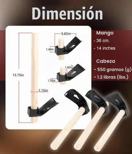 Vista 6 de Juego de herramientas para tallar madera para carpintería Adze, incluye adze recto, curva grande Adze y curva pequeña Adze (3PCS)
