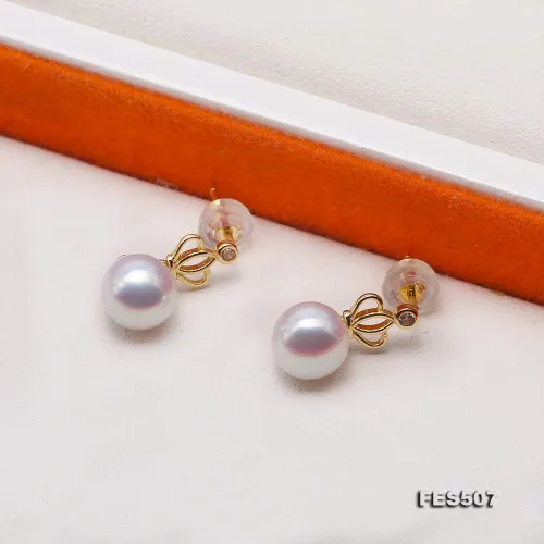 Vista 5 de JYX Pendientes de perlas de plata de ley con corona de 0295in redondos para mujer