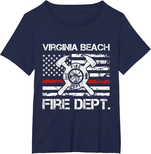Vista 14 de Virginia Beach Virginia Fire Department - Camiseta delgada de línea roja, Negro
