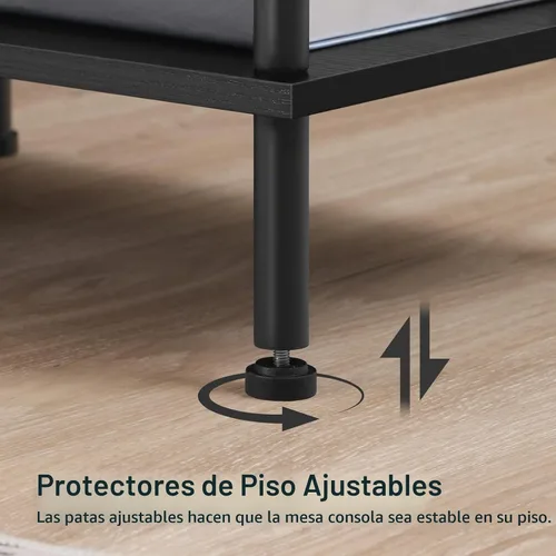 Vista 7 de HOOBRO Mesa auxiliar, mesa auxiliar pequeña, mesita de noche con estantes de almacenamiento de 2 capas, mesa de sofá para espacios pequeños, sala