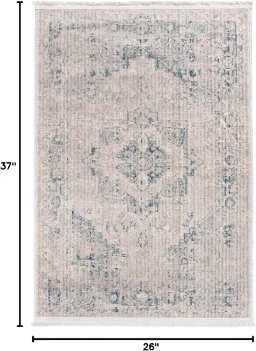 Vista 2 de Unique Loom Noble Collection - Alfombra de área - Victoria (2' 2" x 3' 1" Rectángulo, Gris/Azul)
