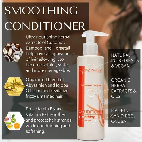 Vista 3 de RD Alchemy - Acondicionador alisador 98% natural y orgánico. Acondicionador sin silicona ideal para cabello rizado y encrespado. Aceites orgánicos