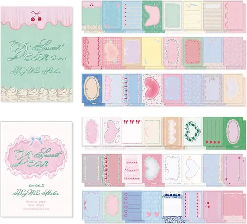 Vista 19 de Monolike Wow Sticker Ancien Fleur + Set de Póster Vintage - Mini Tamaño Lindas Calcomanías, Calcomanías Cuadradas