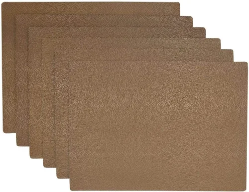 Vista 22 de Juego de 4 manteles individuales rectangulares de vinilo Tan Dot