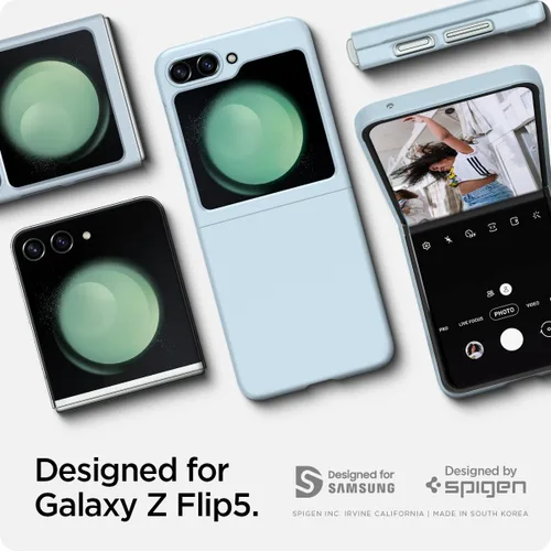 Vista 2 de Spigen Air Skin diseñado para Galaxy Z Flip 5 Case (2023) - Azul mudo