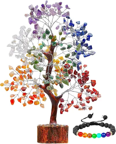 Vista 11 de Cristales de amatista, árbol de cristal, piedras de chakras, árbol de la vida, árbol bonsái, decoración de escritorio, árbol artificial, árbol