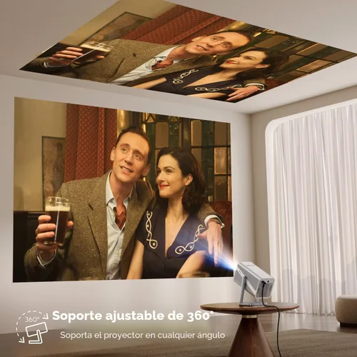 Vista 7 de Soporte 4K, enfoque automático, soporte ajustable de 360°: proyector inteligente 4K con WiFi 6 y Bluetooth5.2, mini proyector portátil nativo 1080P