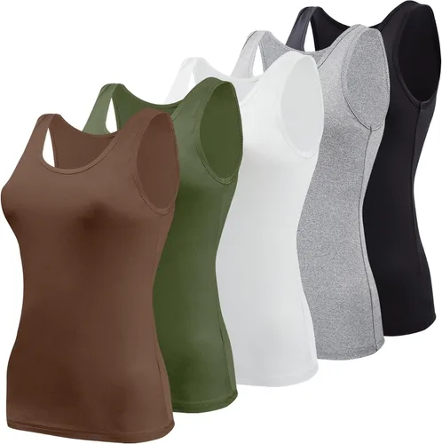 Vista 10 de BQTQ 5 piezas de camisetas sin mangas para mujer, camisetas sin mangas Negro