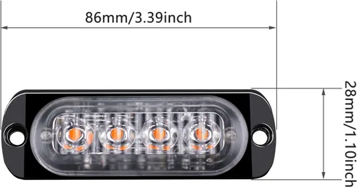 Vista 7 de Lámpara LED de advertencia intermitente lateral de 12-24 V, barra estroboscópica de emergencia (blanco, 4LED)