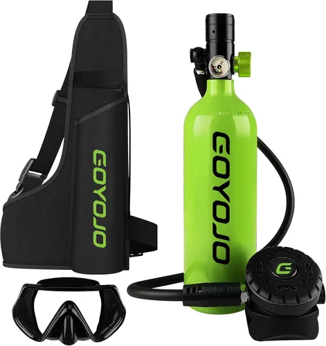 Vista 20 de GOYOJO Mini tanque de buceo de 1L con máscara – Tanque de aire de buceo portátil certificado DOT, presión máxima de 3000 PSI, botella pony
