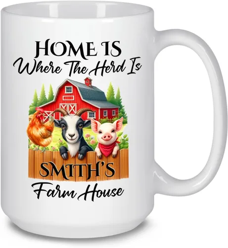 Vista 13 de Taza blanca personalizada de agricultura, tazas con texto en inglés "Farm House We May Not Have It All Togather", divertidas tazas de café agrícolas