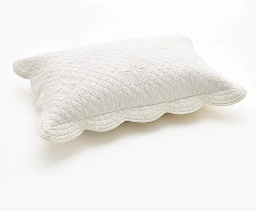 Vista 2 de Funda de almohada Sage Garden de lujo de algodón puro acolchada estándar de 20 x 26 pulgadas, marfil