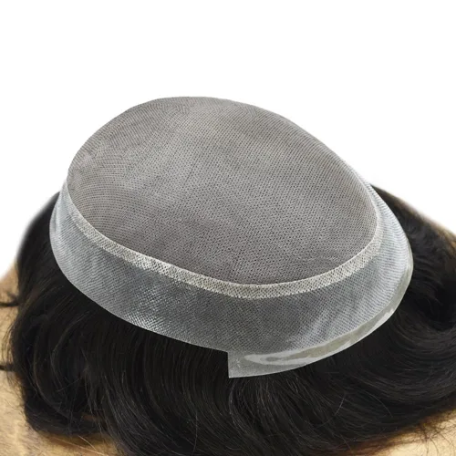 Vista 3 de Toupee - Pieza de pelo para hombre, 100% atada a mano, sistema de unidades de repuesto de cabello humano Remy europeo para hombres, duradero, fino