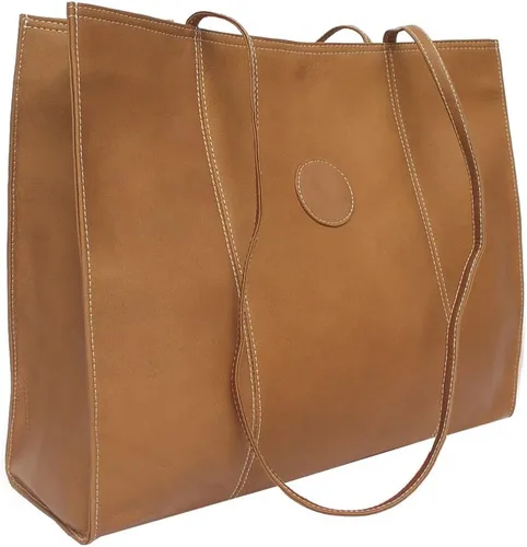 Vista 2 de Piel Leather Bolsa de mercado de transporte, Saddle, Bolsa de mercado para llevar