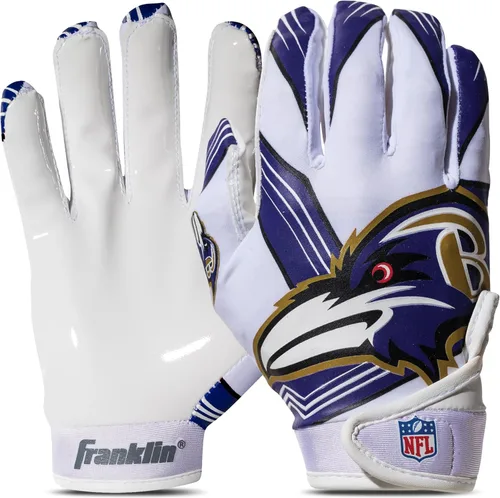 Vista 25 de Franklin Sports - Guantes de receptor de fútbol americano juvenil de la NFL, par de guantes de fútbol para niños con logotipos de equipos de la NFL