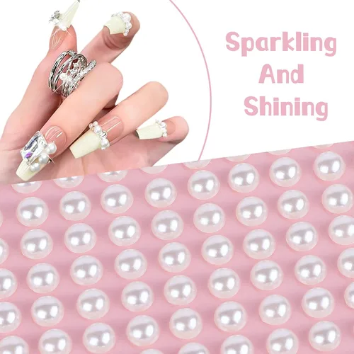 Vista 3 de 2744 piezas de perlas para el cabello, calcomanías de perlas autoadhesivas, calcomanías de perlas para manualidades, perlas para pegar, gemas