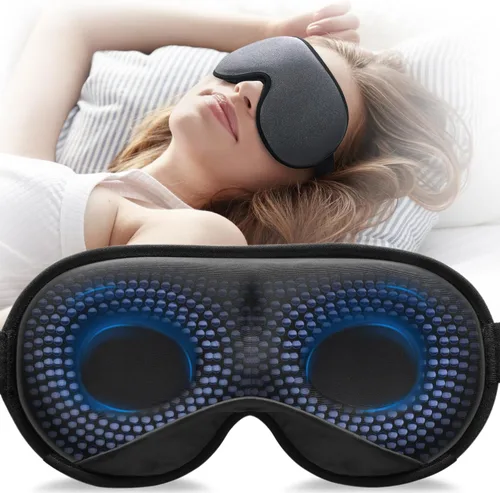 Vista 9 de YFONG Máscara de Sueño con Peso, Mujeres Hombres Máscara para Dormir 3D Bloqueadora de Luz (4.2oz/120g), Máscara para los Ojos de Alivio de Presión