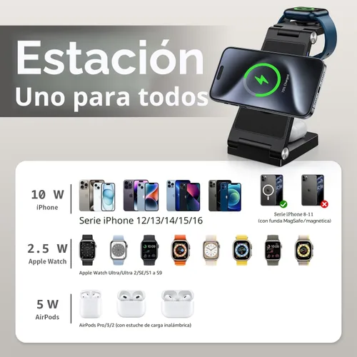 Vista 4 de Estación de carga rápida inalámbrica Mag-Safe 2026 Negro