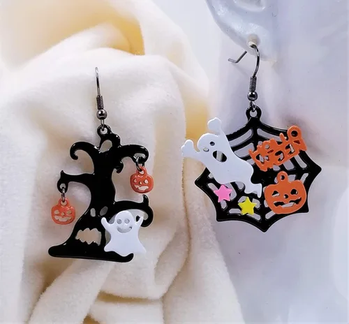 Vista 6 de Della's Designs Aretes colgantes de Halloween, estilo mixto, con colores de otoño radiantes, Metal