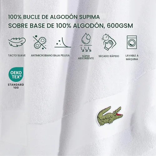 Vista 4 de Lacoste Sport Stripe - Juego de toallas de lujo de algodón (6 piezas) – Hecho con 100% algodón Supima suave, absorbente y de secado rápido, incluye