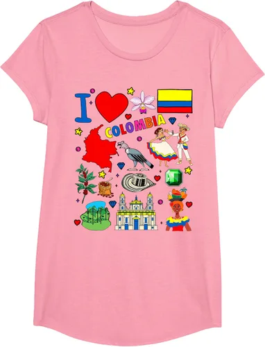 Vista 61 de Camiseta con diseño de bandera y mapa de I Love Colombia dibujada a mano