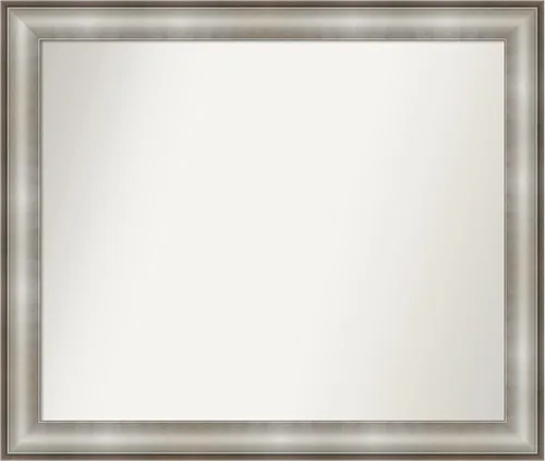 Vista 104 de Amanti Art Espejo de baño plateado para sobre el fregadero, 28 x 37 pulgadas, elegante espejo rectangular de peltre cepillado, marco de madera
