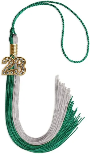 Vista 23 de Endea Graduation Borla de doble color con dije dorado (negro/oro brillante, 2022)