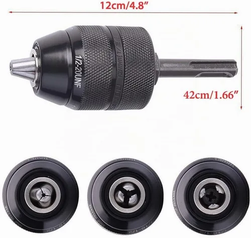 Vista 6 de Yakamoz - Adaptador de portabrocas sin llave de 0.079-0.512 in con Vástago SDS de cambio rápido, montaje 1/2-20UNF para destornillador de impacto