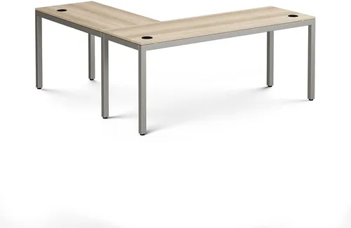 Vista 5 de NBF - Escritorio en forma de L reversible para oficina ejecutiva, 60 pulgadas de ancho, gris