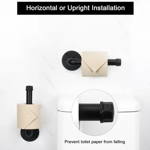 Vista 4 de Livabber Juego de 5 toallas de baño de tubería industrial, accesorios de baño que incluyen barra de toalla de 18 pulgadas, soporte de papel