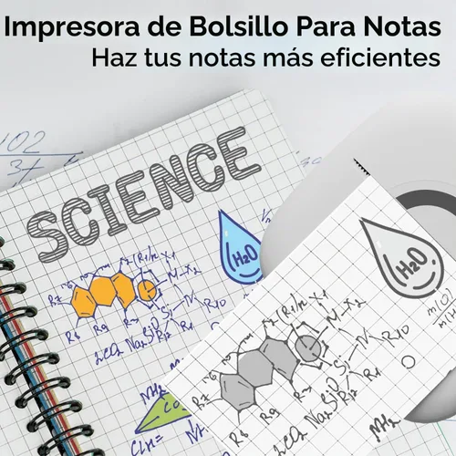 Vista 7 de cabaro Mini impresora térmica con 3 rollos de papel, cápsulas de impresión de teléfono portátil Bluetooth, fabricante de calcomanías de estudio