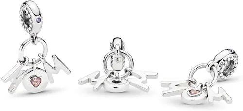 Vista 2 de MiniJewelry - Colgante de plata de ley para pulseras con texto en inglés "I love you