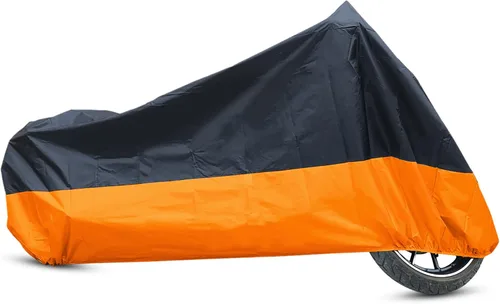 Vista 8 de uxcell L 190T protector de polvo de lluvia negro+naranja scooter motocicleta cubierta 86 "para Harley Davidson