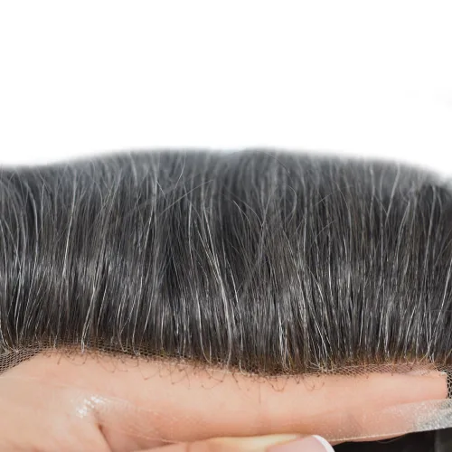 Vista 3 de PUNRU HAIR Completo Swiss Lace Toupee para hombres Sistema de cabello humano real Sistema de reemplazo de cabello humano para hombre Toupee