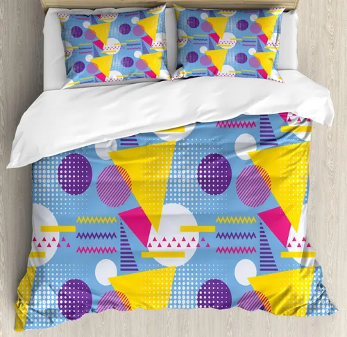 Vista 31 de Ambesonne Cartoon Duvet Cover Set, Pastel Animals Pattern Dragonflies Beetle Ladybug Earth Worm Spring, Decorative 3 Piece Bedding Set with 2 Pillow