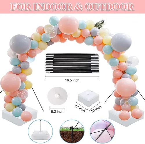 Vista 3 de Kit de arco de globos con bomba de globos, 9 pies de alto y 10 pies de ancho ajustable para arco de globos, marco de arco de globos con base