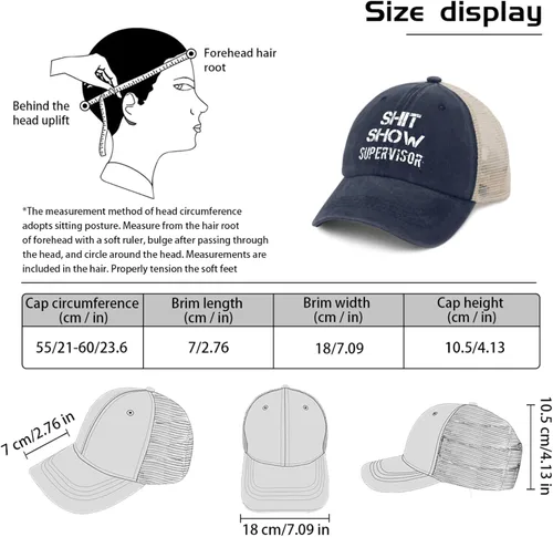 Vista 7 de VUWKNQ Shit Show Hat Shit Show Supervisor Hat Trucker Hat Women Funny Mesh Cap for Summer