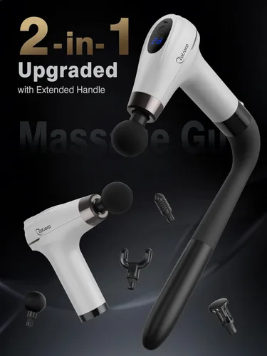 Vista 2 de cotsoco Pistola de masaje con mango de extensión mejorado, masajeador de espalda de tejido profundo de percusión con 4 cabezales de masaje y 6