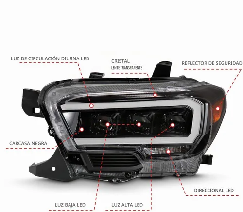 Vista 4 de ANZO USA 111496 TOYOTA TACOMA 16-22 LED PROYECTOR FAROS ESTILO PLANK BLACK W/AMBER (PARA HALÓGENO DRL)
